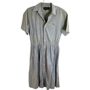 Vintage Polo Ralph Lauren Shirt Dress Juniors Size 11 Cotton Blue Chambray *flaw